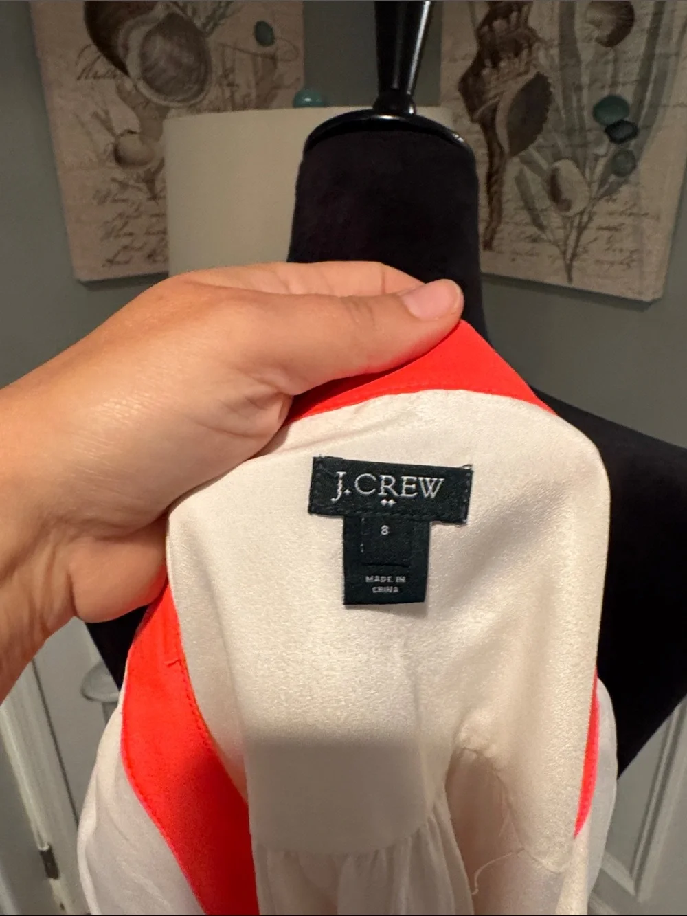 J. Crew White Sleeveless Camisole with Coral Trim
